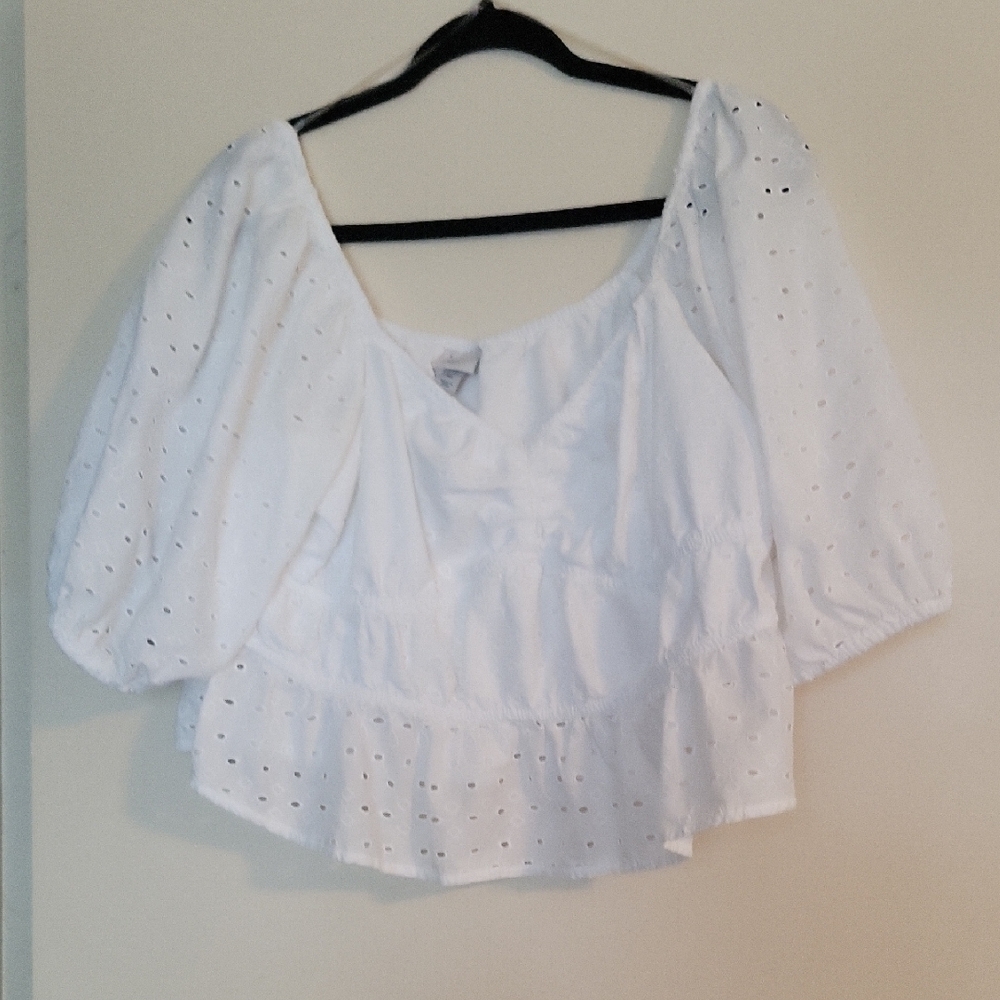 a new day White Eyelet Blouse